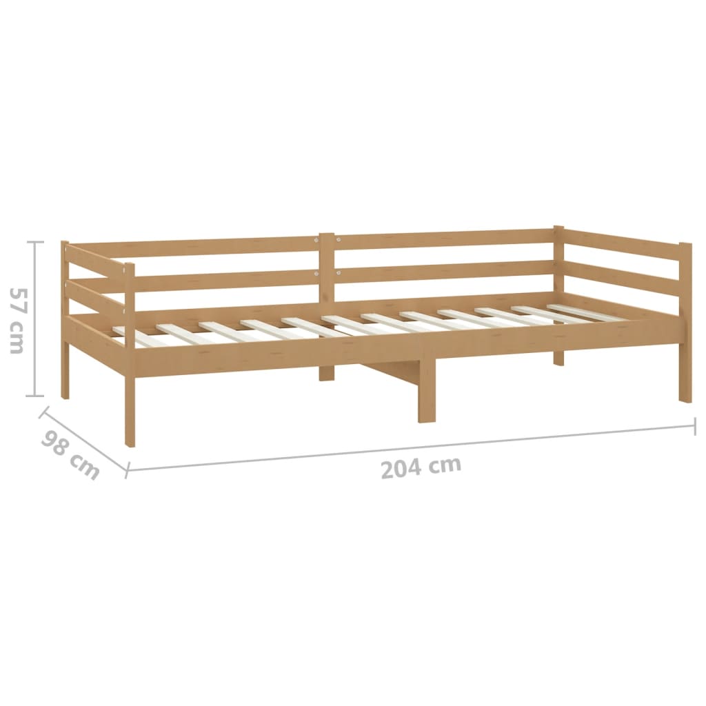 Day bed with mattress 90x200 cm honey brown solid pine