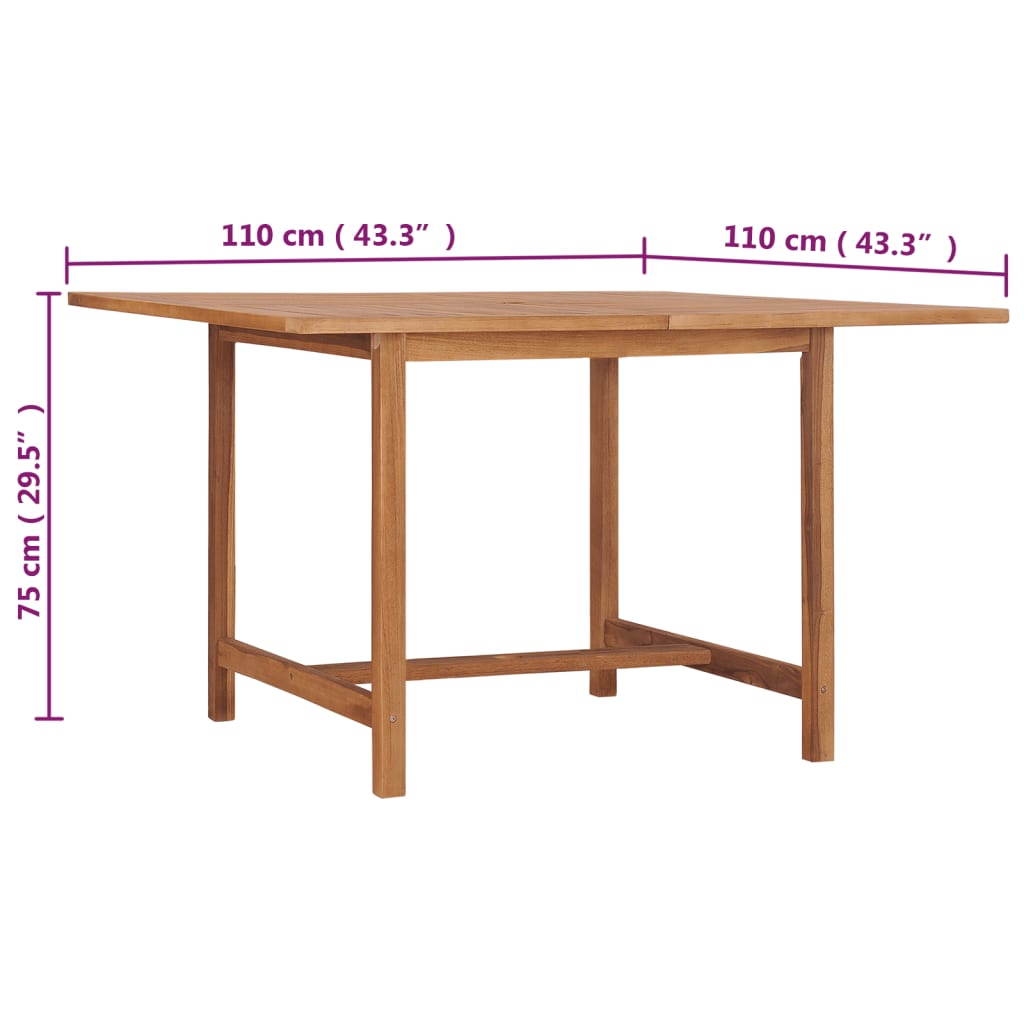 Garden dining table 110x110x75 cm solid teak