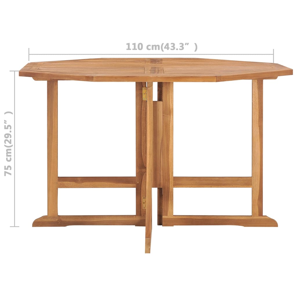 Garden dining table foldable 110x110x75 cm solid teak wood