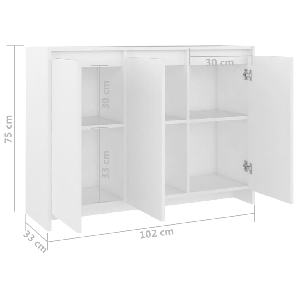Sideboard white 102x33x75 cm wood material