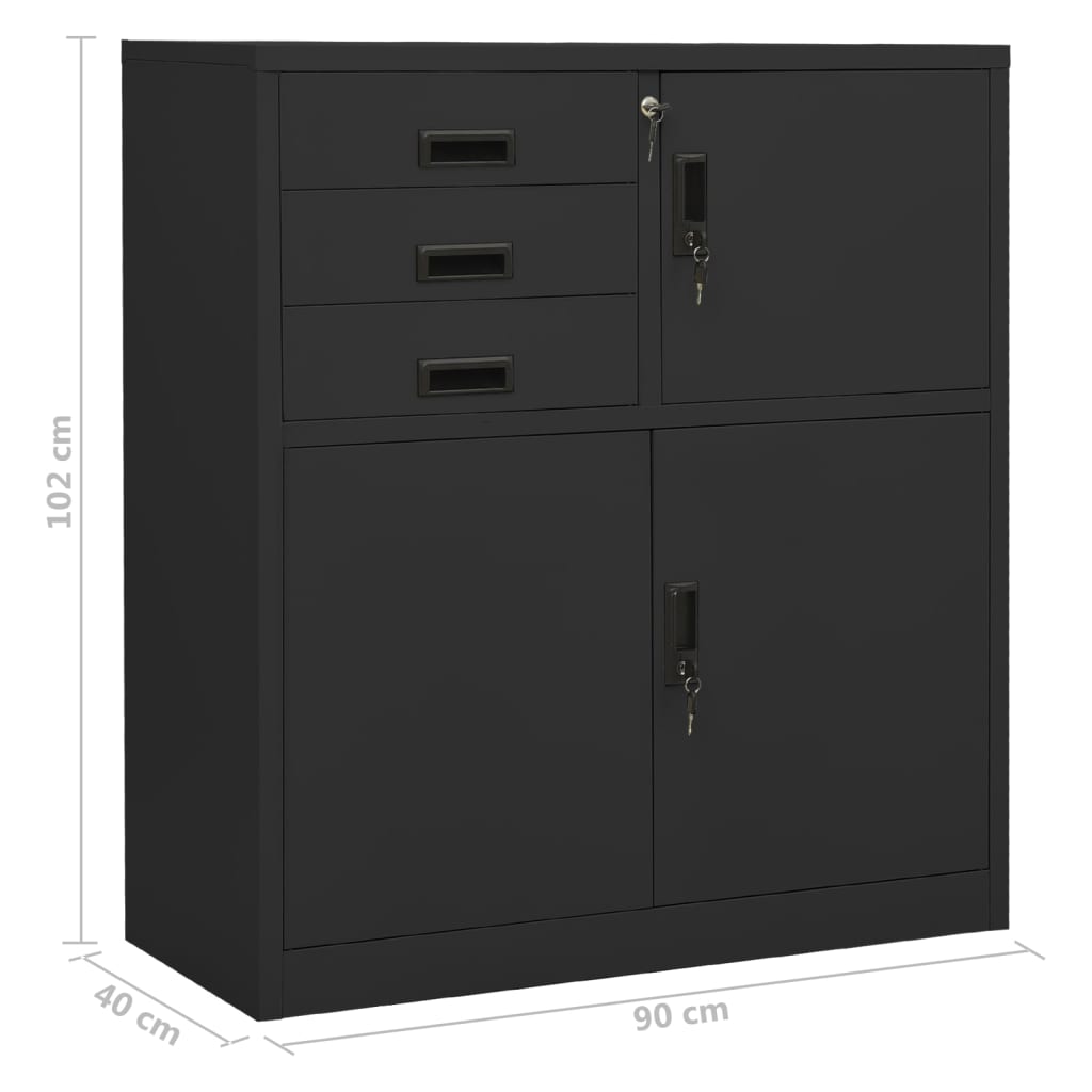 Office cabinet with planter anthracite 90x40x125 cm steel