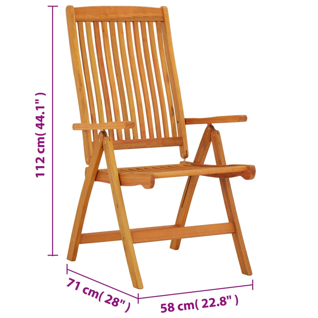 Folding garden chairs 2 pcs. Solid wood eucalyptus