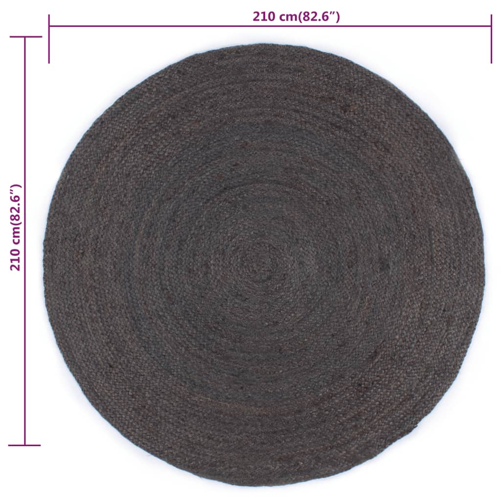 Carpet Handmade Jute Round 210 cm Dark Grey
