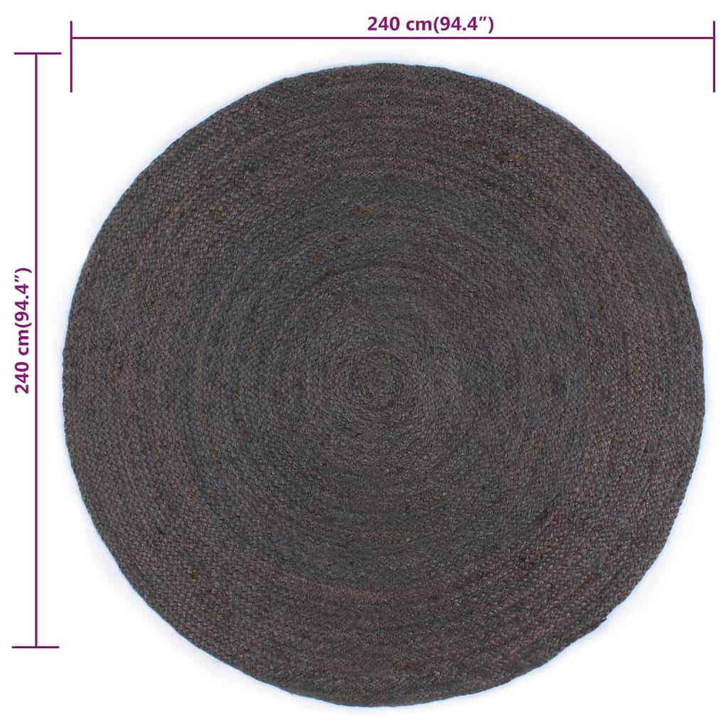 Carpet Handmade Jute Round 240 cm Dark Grey
