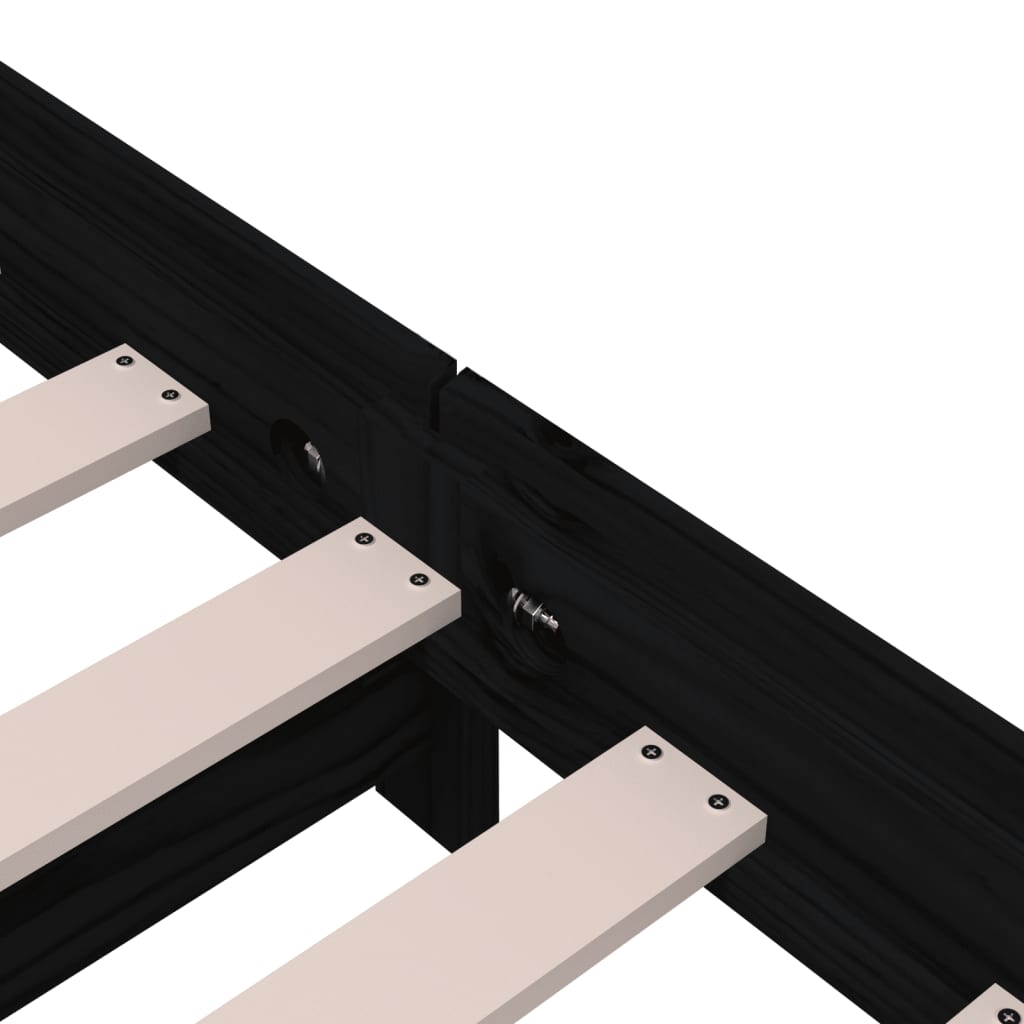 Stacking bed black 90x200 cm solid pine