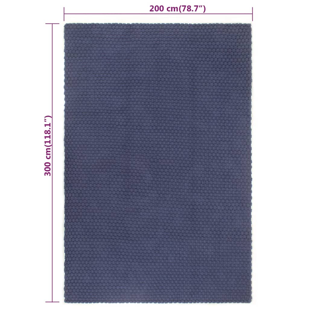 Carpet Rectangular Navy Blue 200x300 cm Cotton