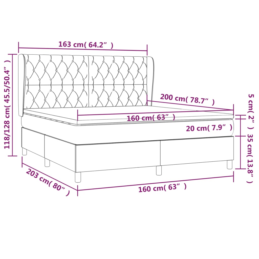 Box spring krevet s madracem svijetlo siva tkanina 160x200 cm
