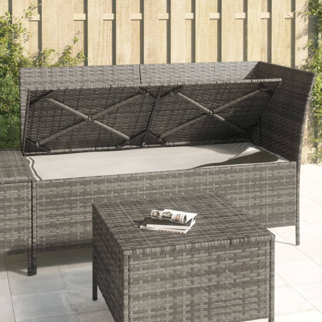 3-piece garden lounge set with cushions grey poly rattan