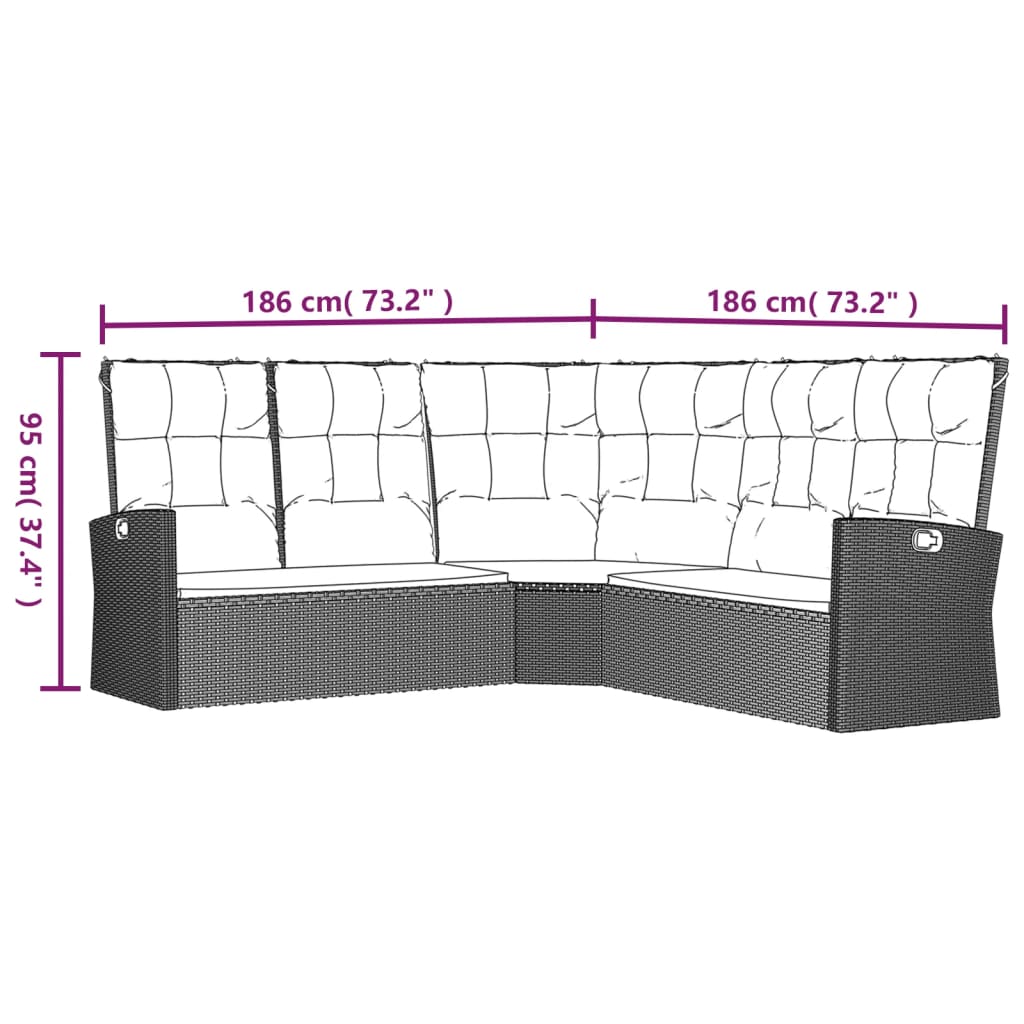 2-piece garden lounge set with cushions grey poly rattan