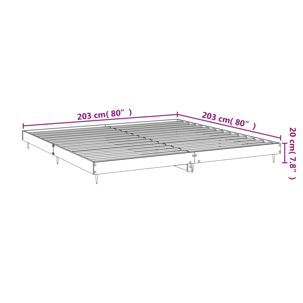 Bed frame black 200x200 cm wood material