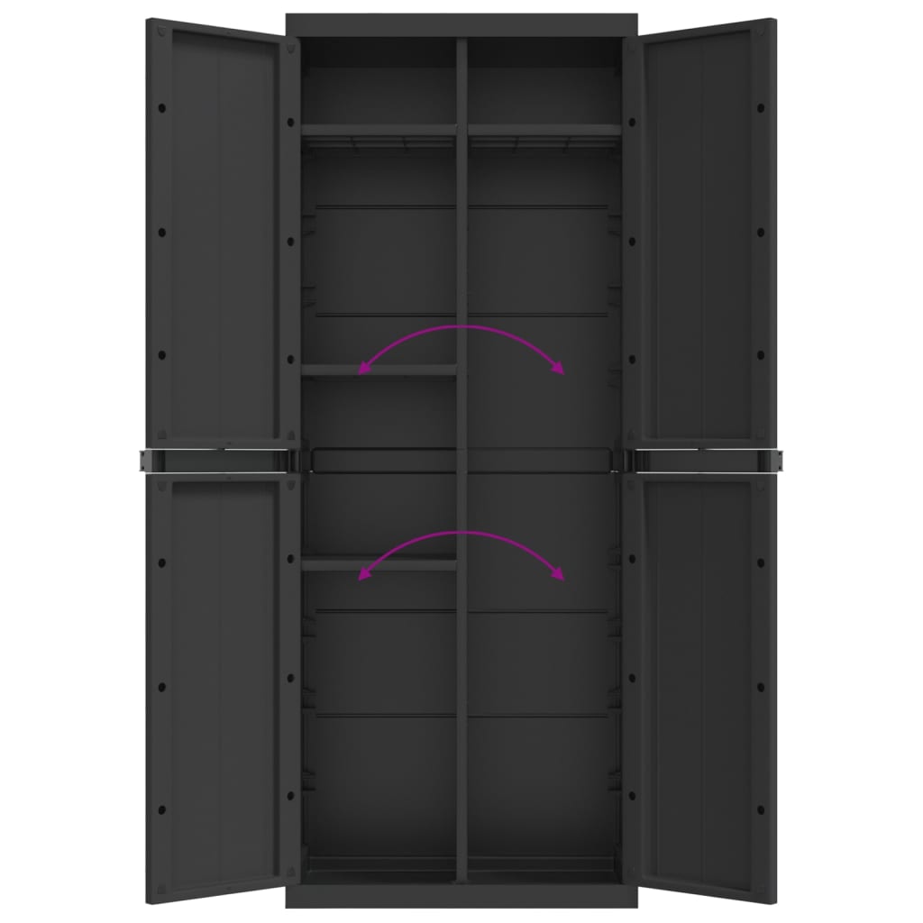 Gartenschrank Schwarz 65x37x165 cm PP