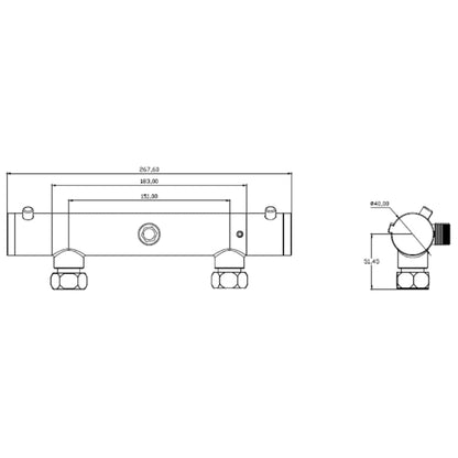 SCHÜTTE tuš armatura s termostatom LONDON 5,5 cm mat crna