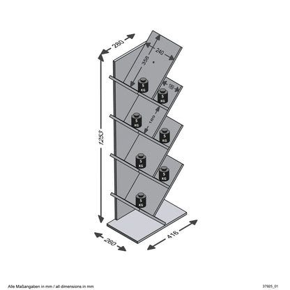 FMD Geometrisches Bücherregal Eiche-Optik und Schwarz