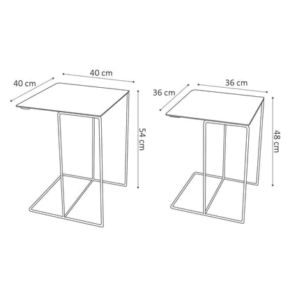 Rousseau 2-tlg. Beistelltisch-Set Ospera Metall Schwarz und Grau