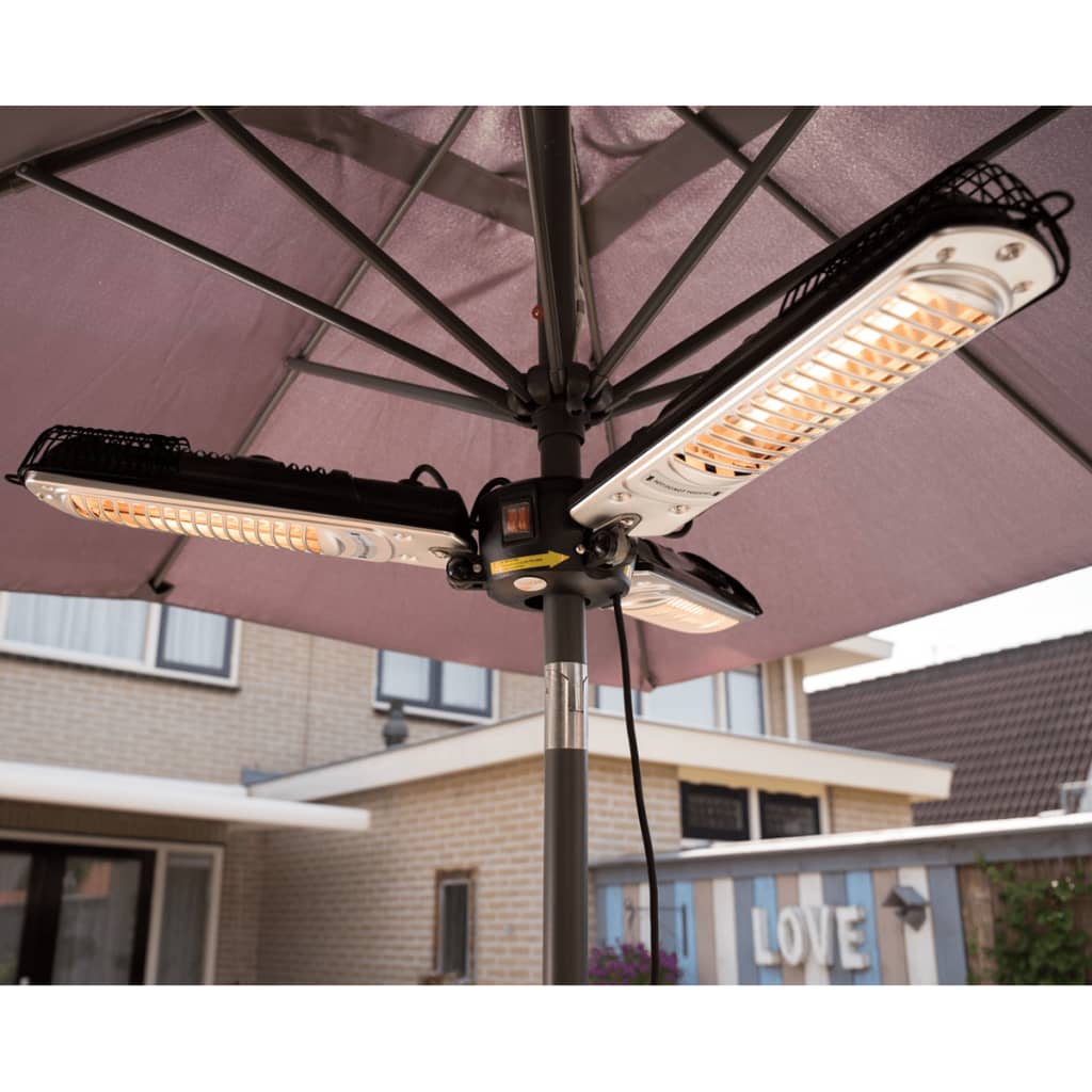 Sunred Standheizstrahler 2000 W Halogen, Schwarz/Silbern, für Sonnenschirme – Modell PH10