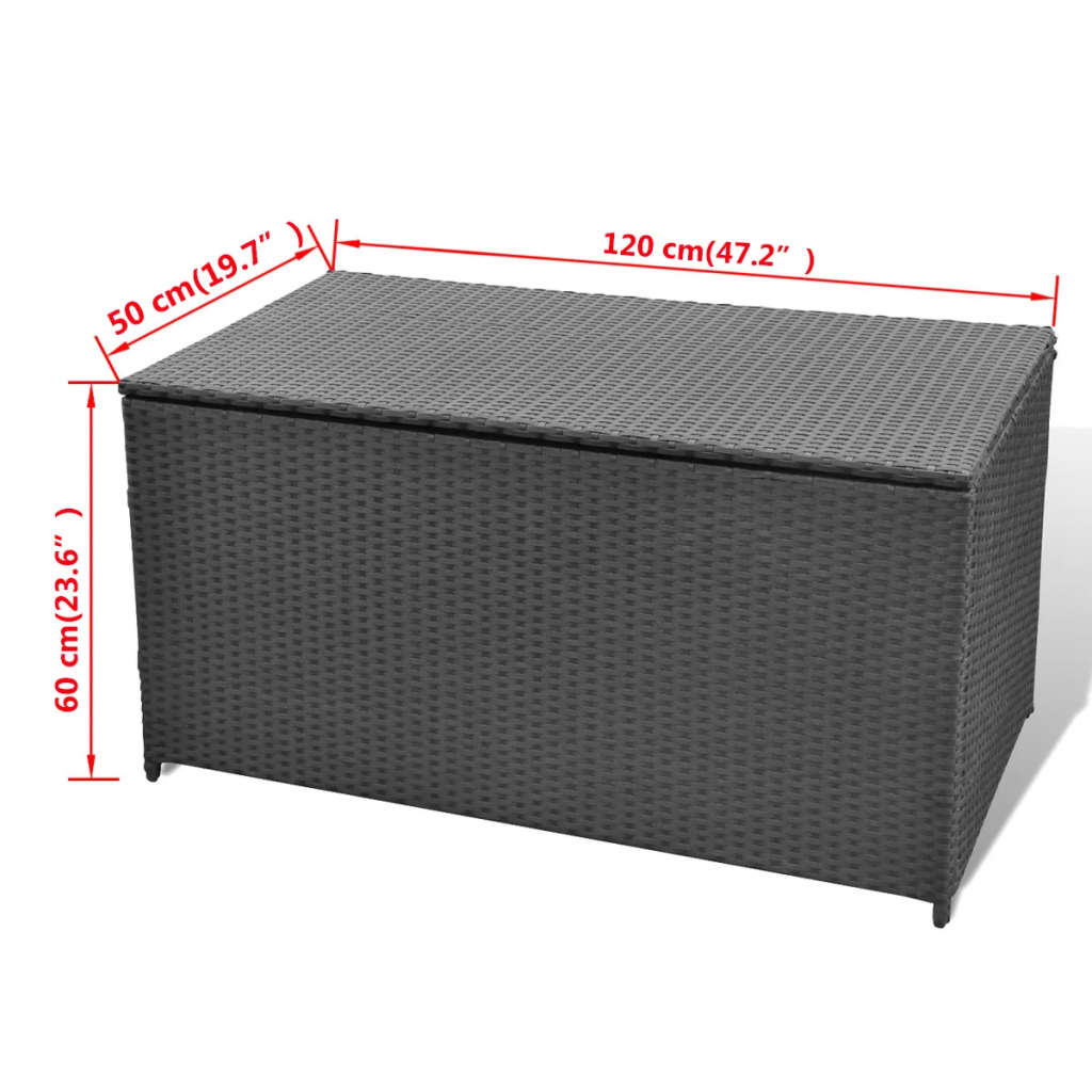 Garten-Auflagenbox Schwarz 120x50x60 cm Poly Rattan