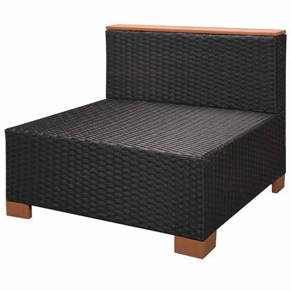 10-tlg. Garten-Lounge-Set mit Auflagen Poly Rattan Schwarz