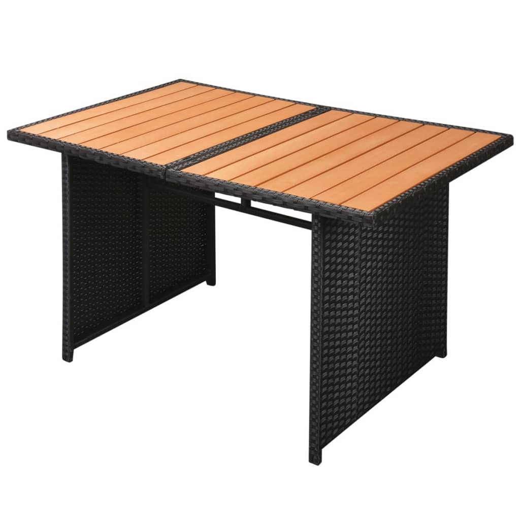 10-tlg. Garten-Lounge-Set mit Auflagen Poly Rattan Schwarz