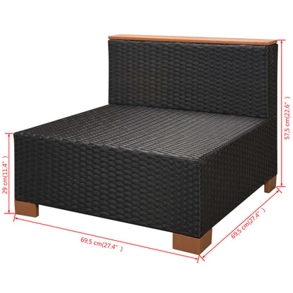 10-tlg. Garten-Lounge-Set mit Auflagen Poly Rattan Schwarz