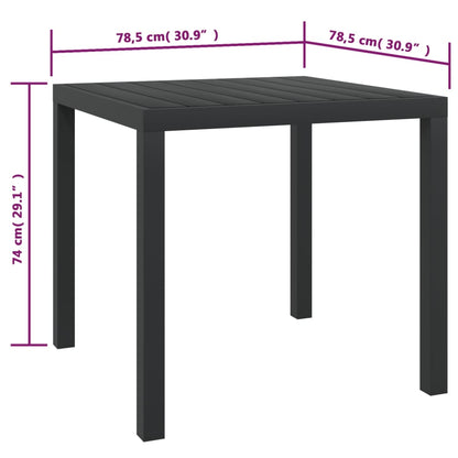 Gartentisch Schwarz 80x80x74 cm Aluminium und WPC