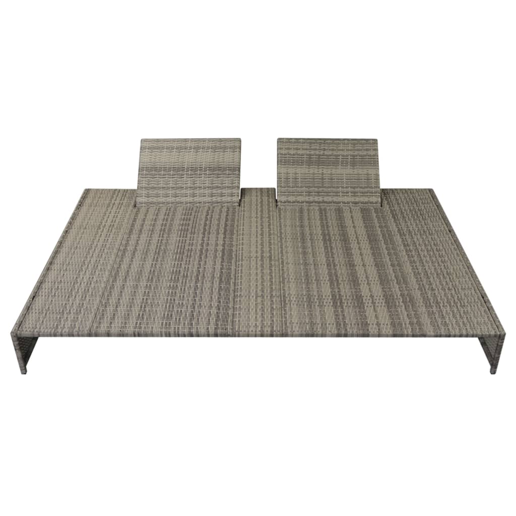 5-tlg. Garten-Lounge-Set mit Auflagen Poly Rattan Grau