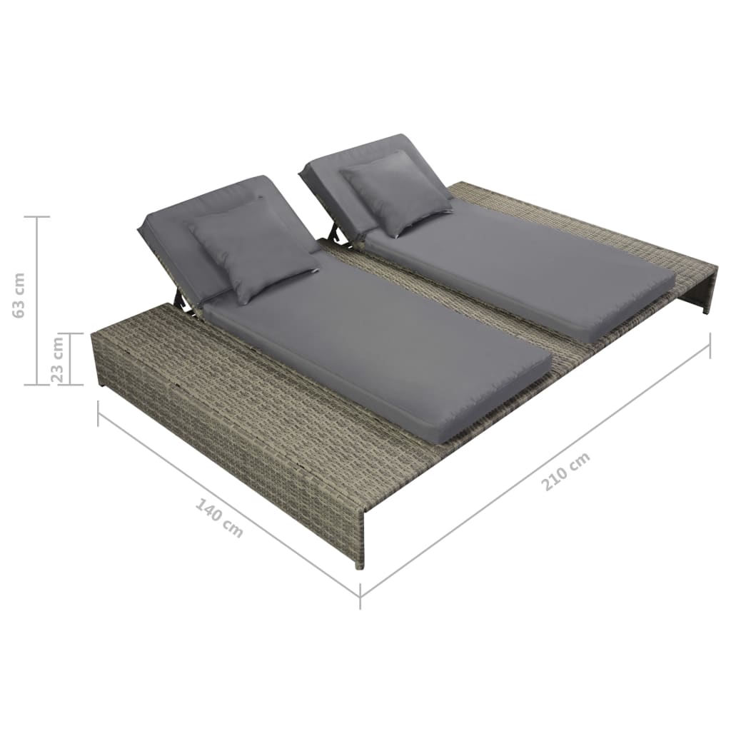 5-tlg. Garten-Lounge-Set mit Auflagen Poly Rattan Grau