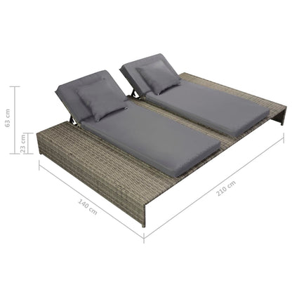 5-tlg. Garten-Lounge-Set mit Auflagen Poly Rattan Grau