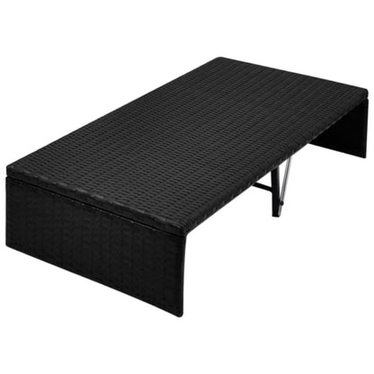 Gartenbett mit Baldachin Schwarz 190×130 cm Poly Rattan