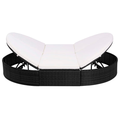 Outdoor-Loungebett mit Kissen Poly Rattan Schwarz