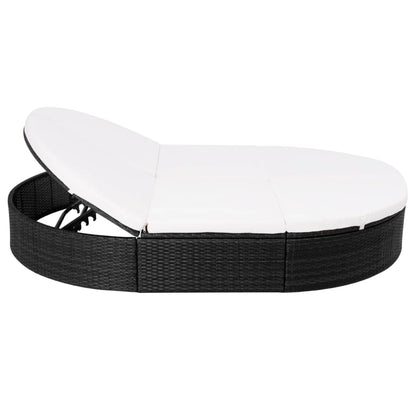 Outdoor-Loungebett mit Kissen Poly Rattan Schwarz