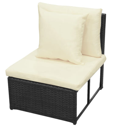 8-tlg. Garten-Lounge-Set mit Kissen Poly Rattan Schwarz