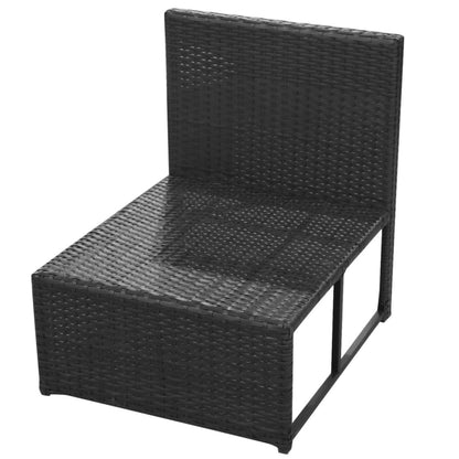 8-tlg. Garten-Lounge-Set mit Kissen Poly Rattan Schwarz