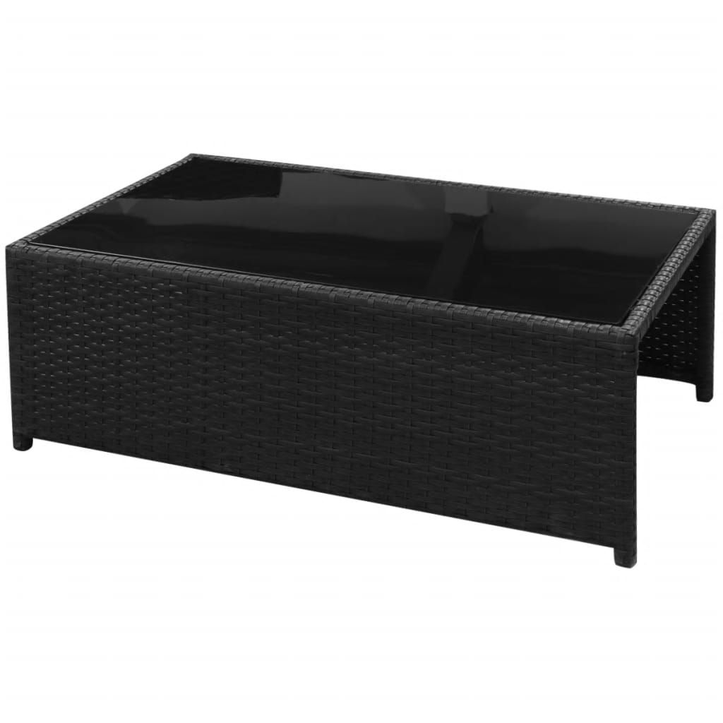 8-tlg. Garten-Lounge-Set mit Kissen Poly Rattan Schwarz