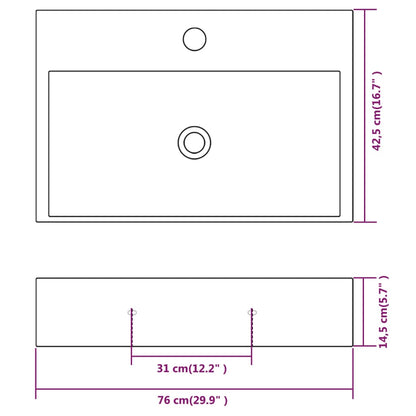 Umivaonik s rupom za slavinu keramika bijela 76x42,5x14,5 cm