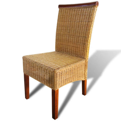 Esszimmerstühle 2 Stk. Braun Natürliches Rattan