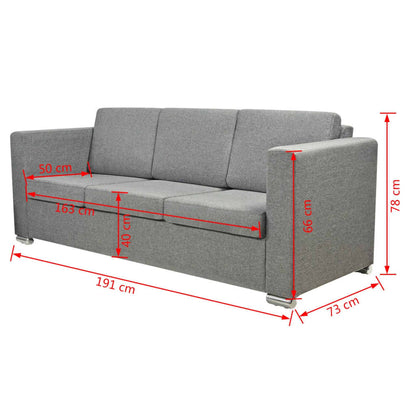 3-seater sofa fabric light grey