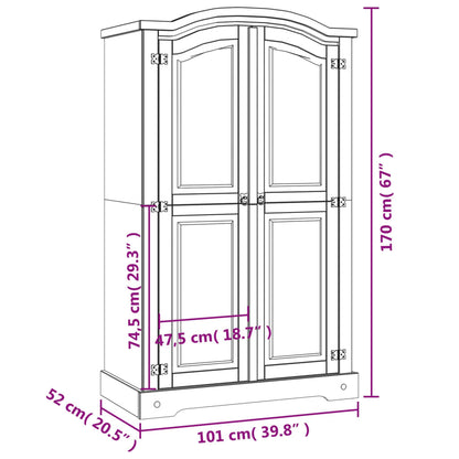 Kleiderschrank Mexiko-Stil Kiefernholz 2 Türen