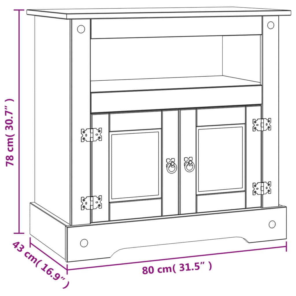 TV-Schrank im Mexiko-Stil Kiefer Massiv Corona 80 x 43 x 78 cm