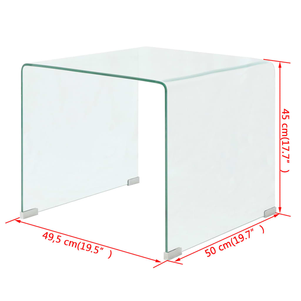 Tempered glass coffee table 49.5 x 50 x 45 cm Transparent