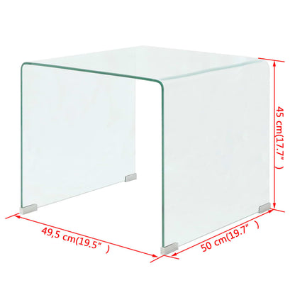 Tempered glass coffee table 49.5 x 50 x 45 cm Transparent