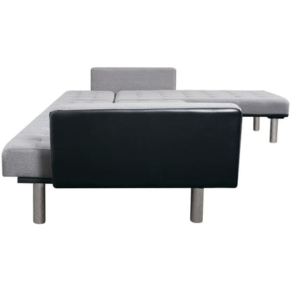 Schlafsofa L-Form Stoff Schwarz und Grau