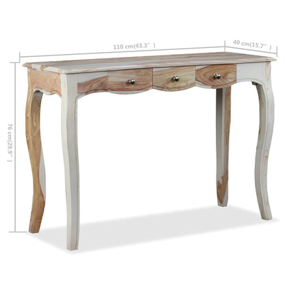 Console table with 3 drawers solid wood 110x40x76 cm