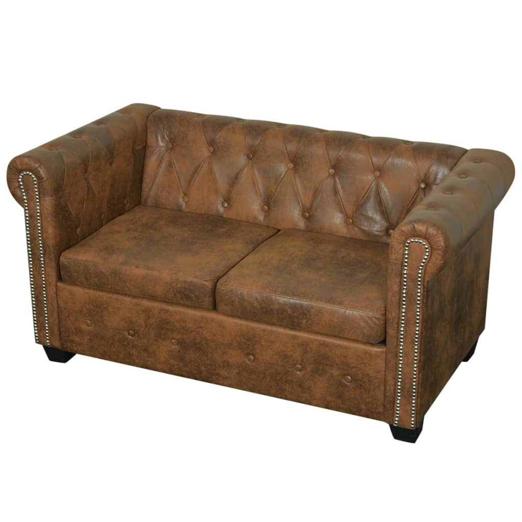 Chesterfield-Sofas 2-Sitzer und 3-Sitzer Braun