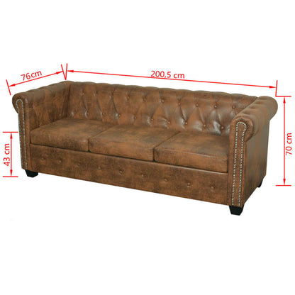 Chesterfield-Sofas 2-Sitzer und 3-Sitzer Braun