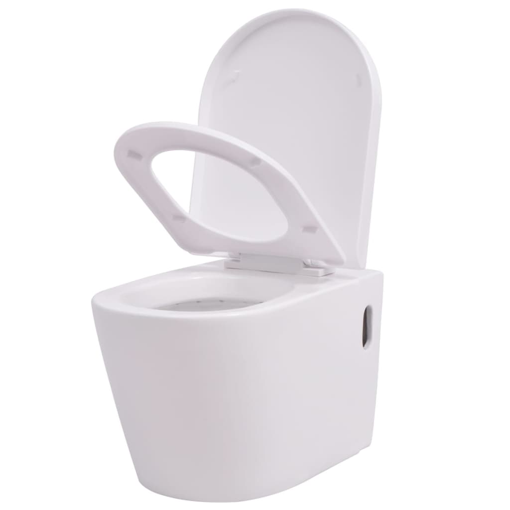 Wall-hung toilet with built-in cistern ceramic white