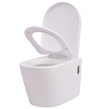 Wall-hung toilet with built-in cistern ceramic white