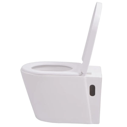 Wall-hung toilet with built-in cistern ceramic white