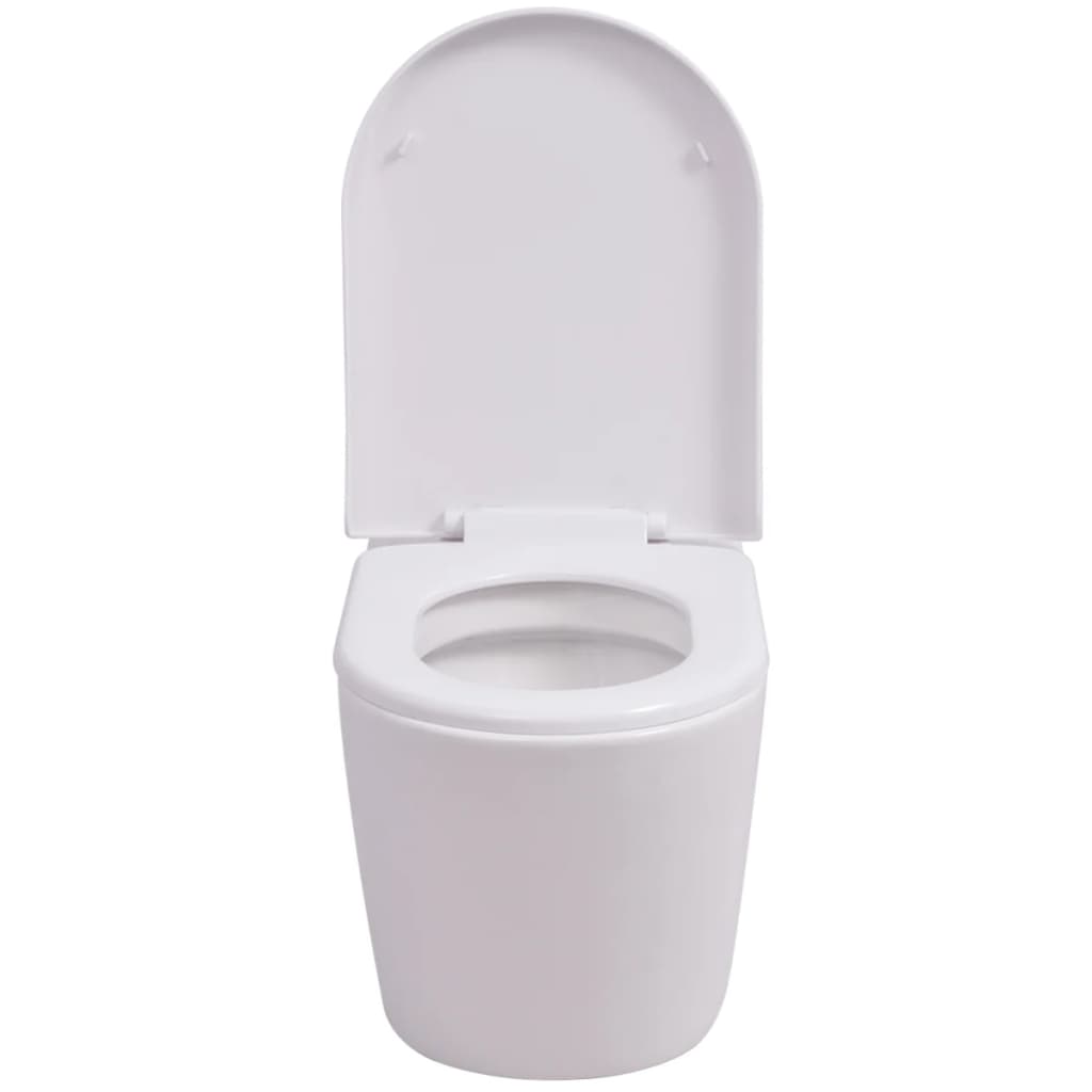 Wall-hung toilet with built-in cistern ceramic white