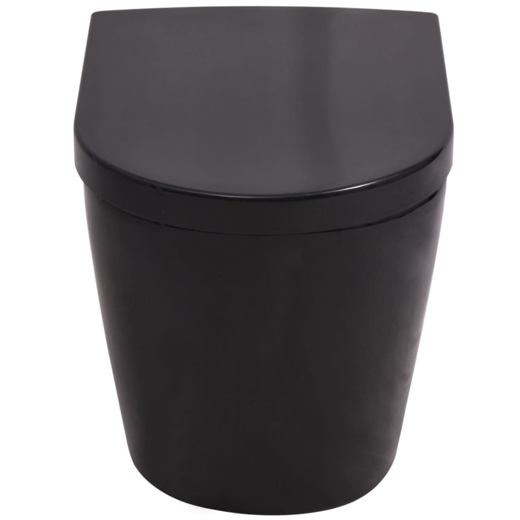 Wall-hung toilet with built-in cistern ceramic black