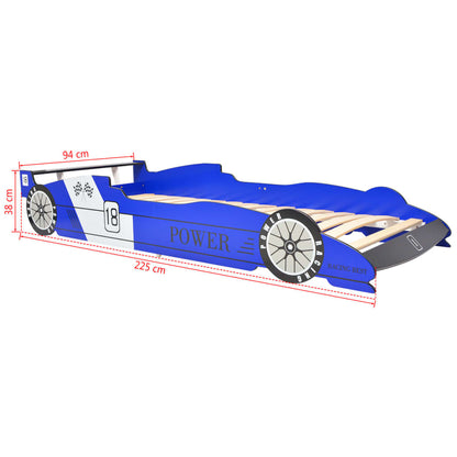 Children's racing car bed 90x200 cm blue